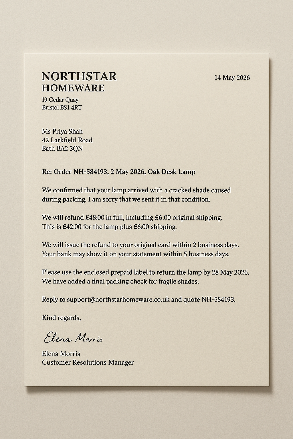 Refund & Apology Writer