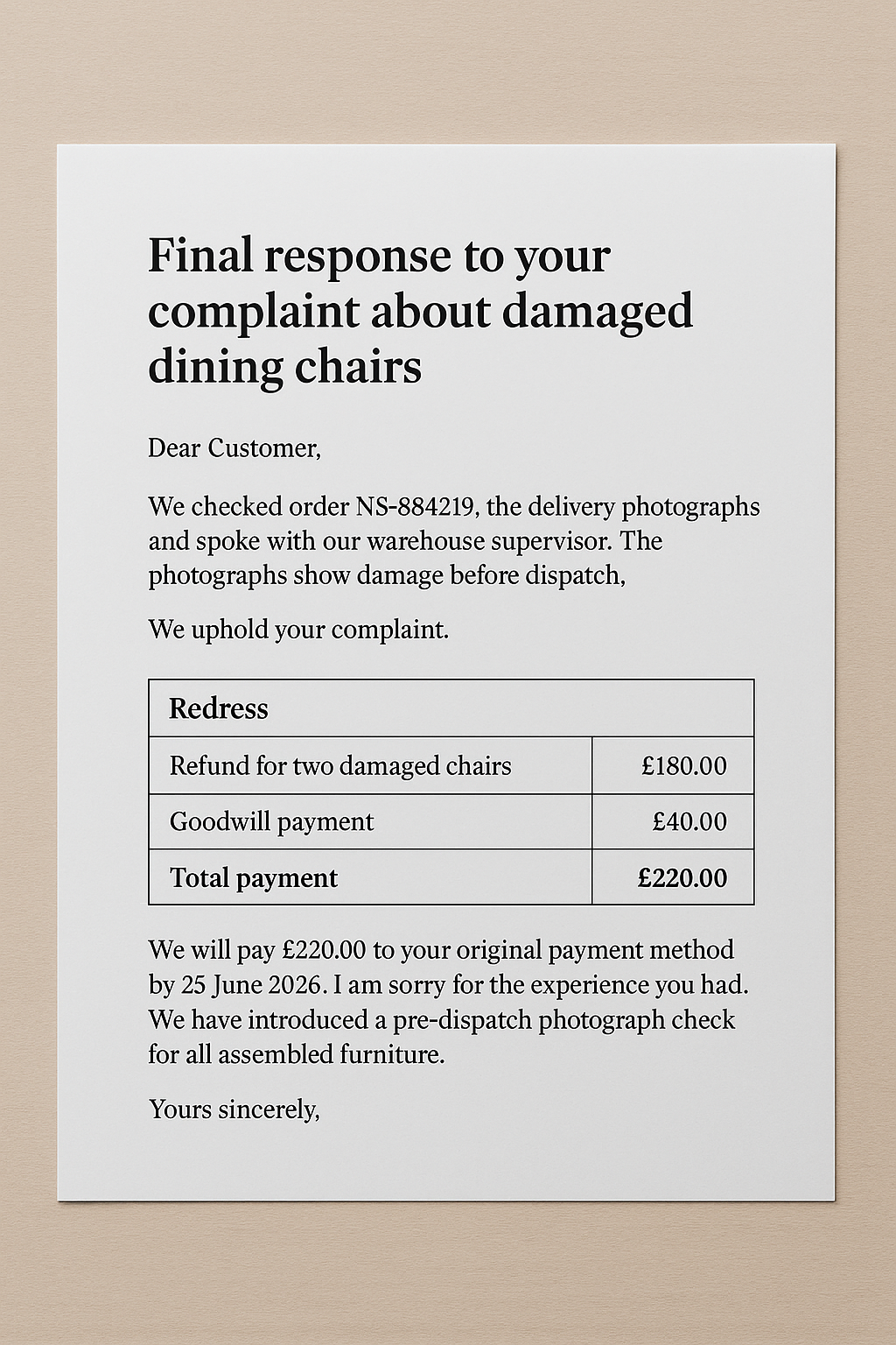 Complaint Response Writer
