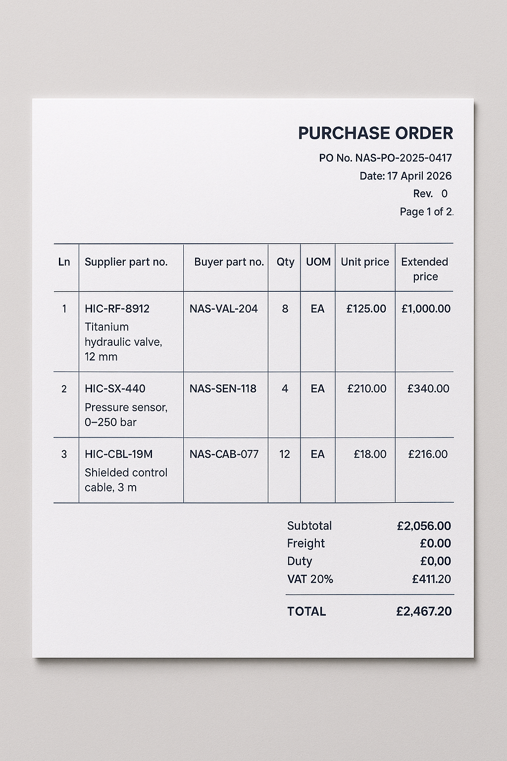 Purchase Order Writer