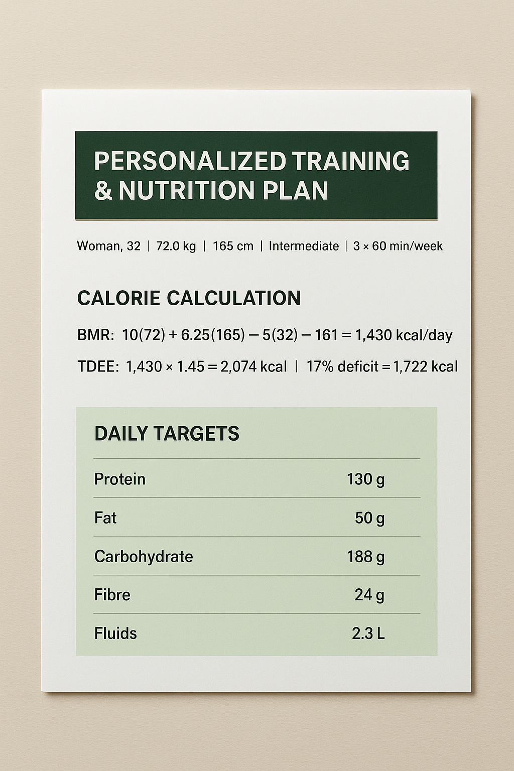 Fitness & Nutrition Planner