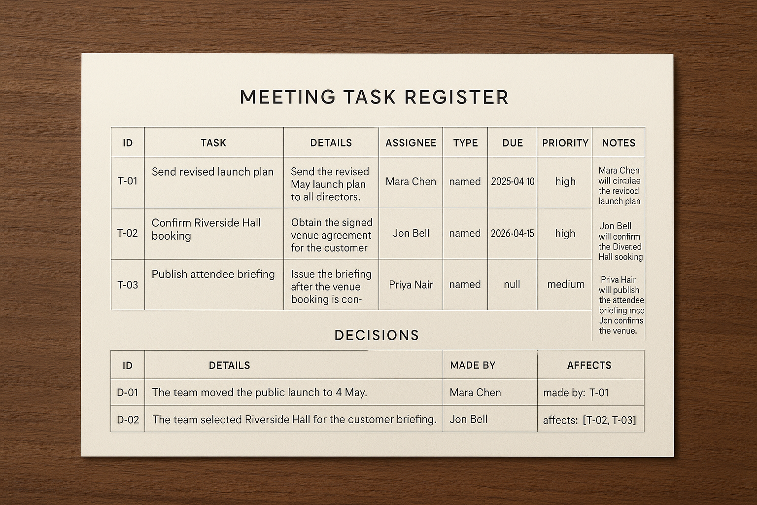 Minutes-to-Tasks
