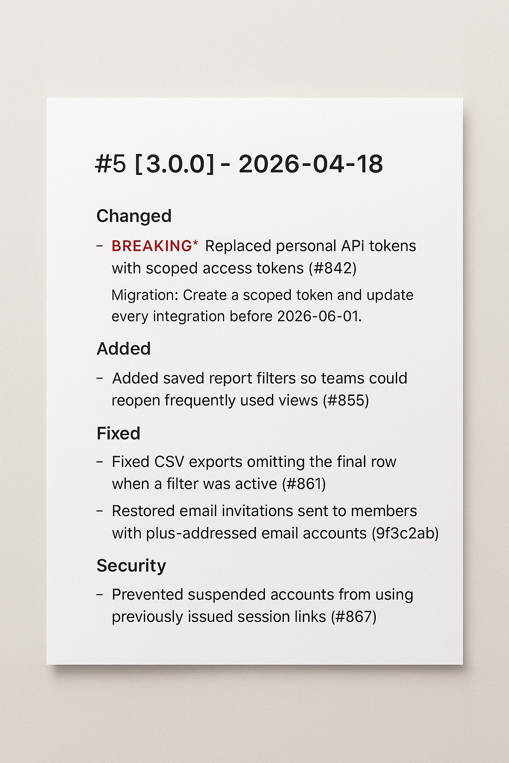 Changelog Writer