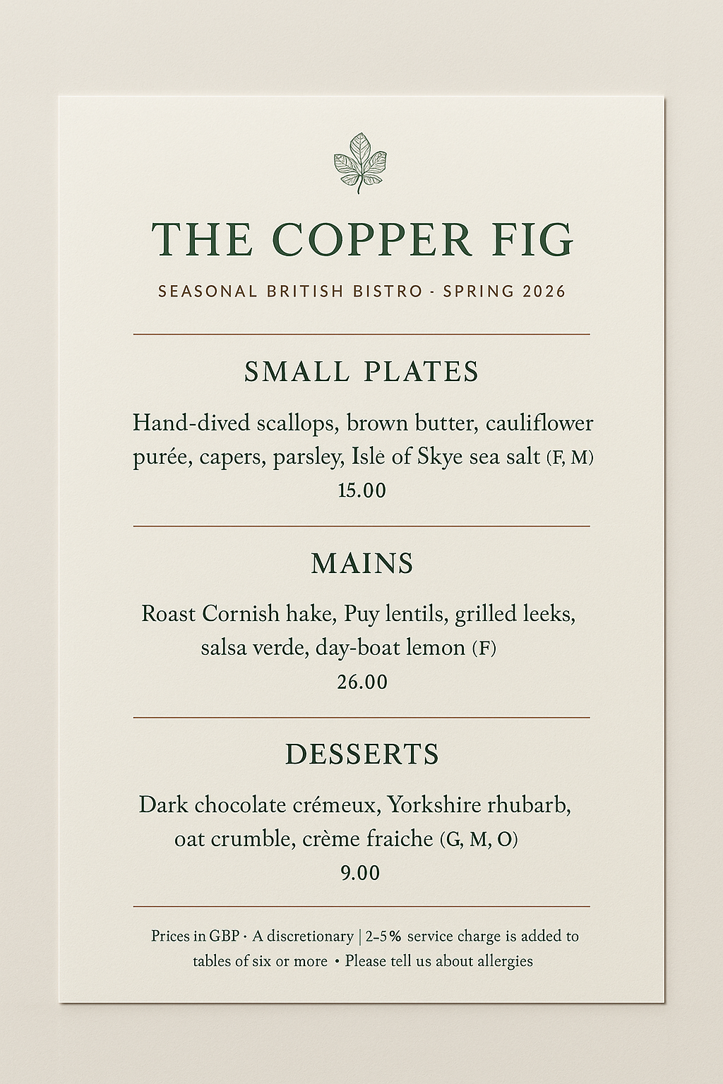 Restaurant Menu Designer