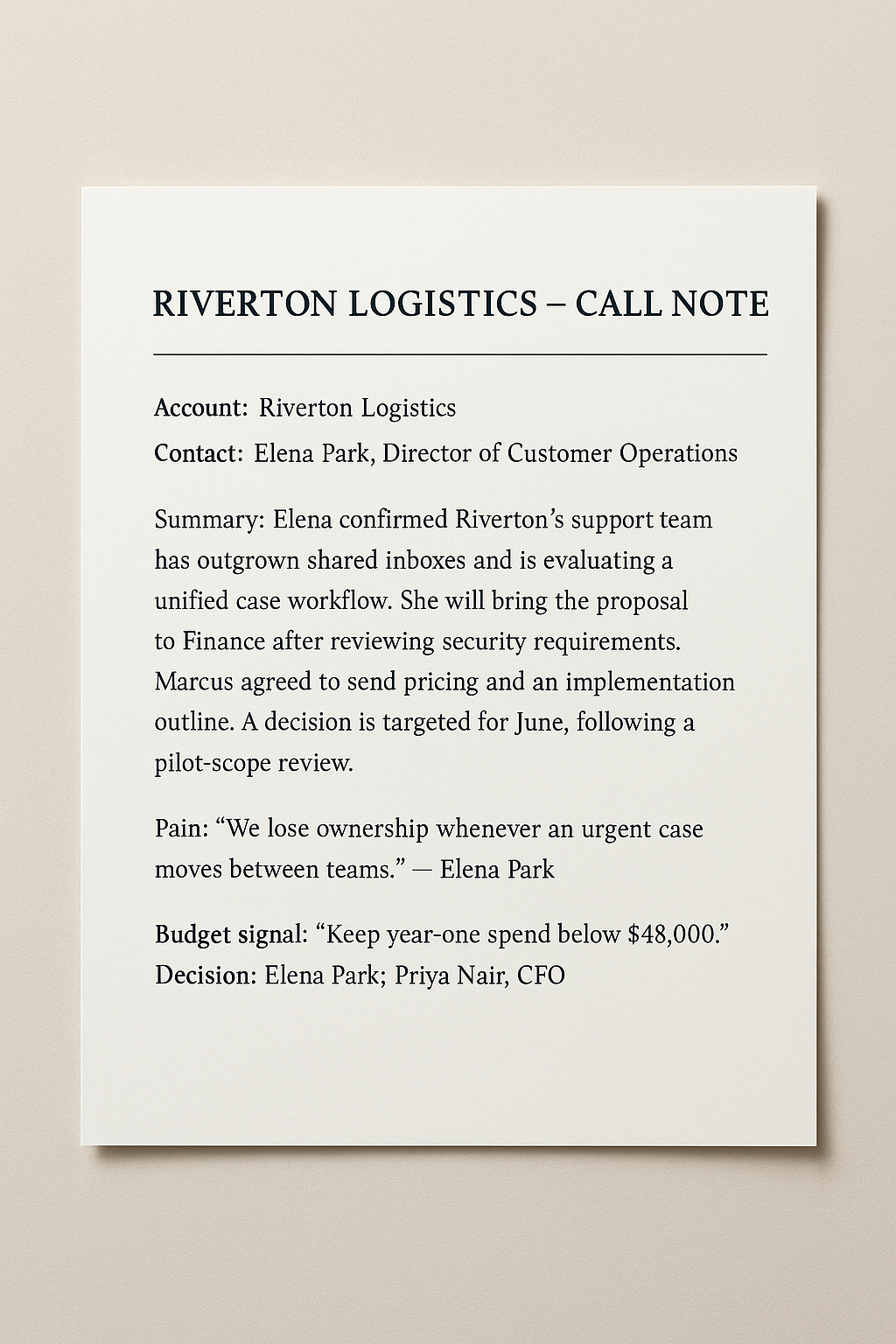 CRM Note Summariser