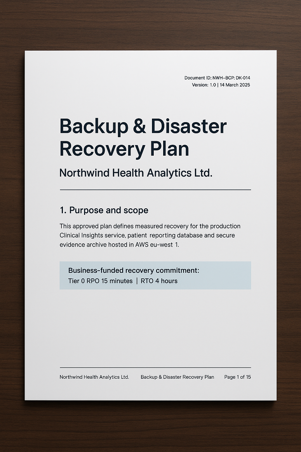 Backup & DR Plan Writer